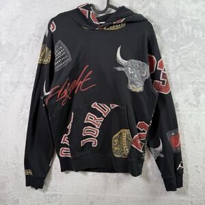 Air Jordan Wings of Flight Pullover Hoodie Women's XS Black Bull Streetwear Fall